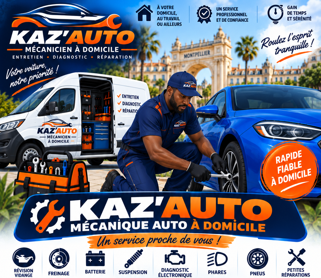 Mécanicien Kaz'Auto intervenant sur une voiture à Montpellier